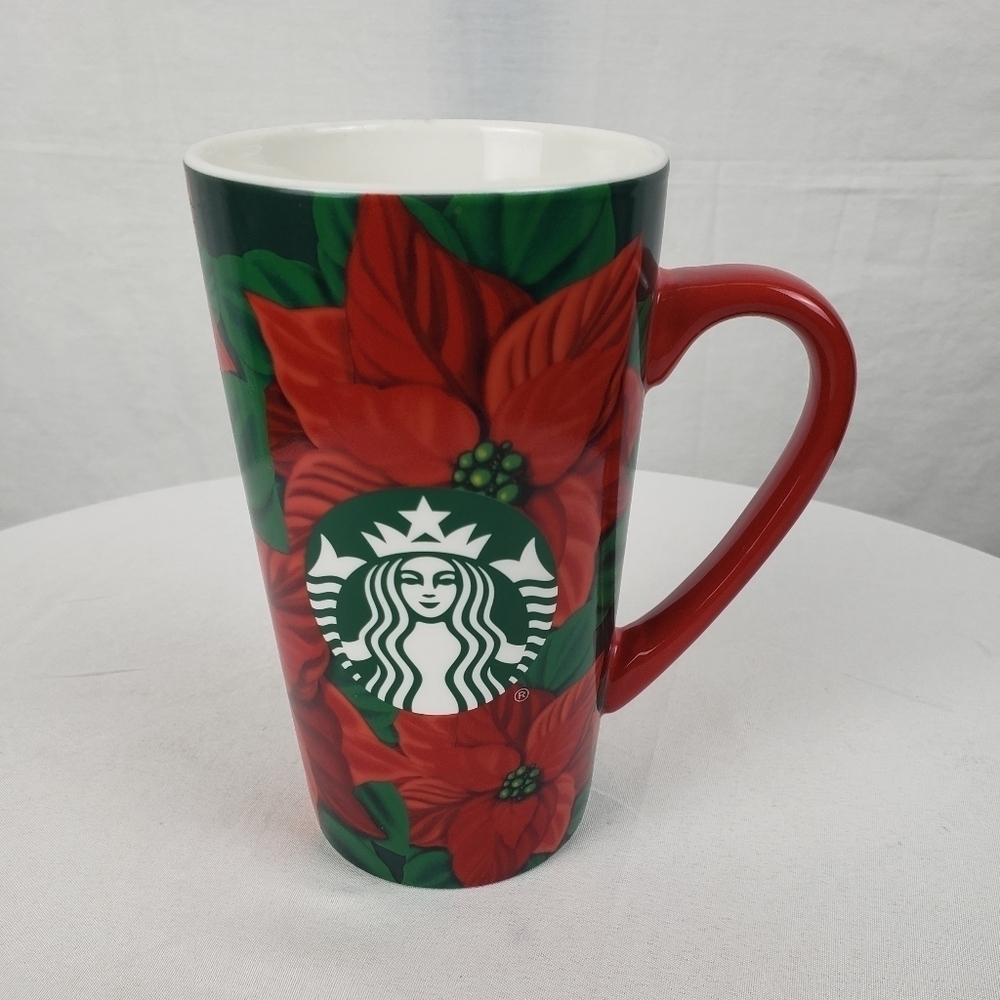 Starbucks 2020 Red And Green Poinsettia Christmas Tree Mug 16 oz